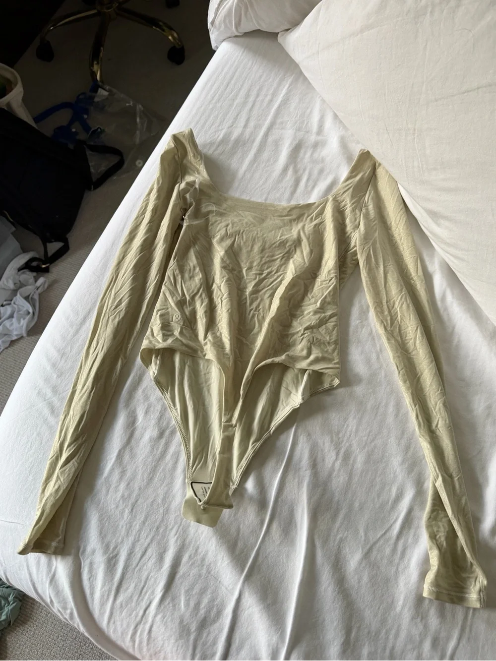 NWOT Wundermost Ultra-Soft Nulu Square-Neck Long-Sleeve Bodysuit Shine